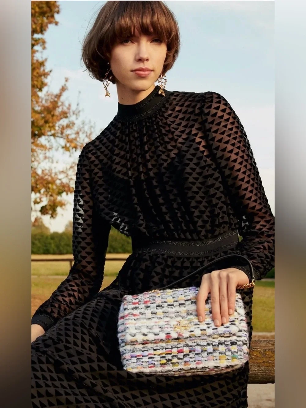 NWT Tory Burch Black Velvet Devore‎ Midi Dress SZ 4 Cocktail Part Wedding Guest